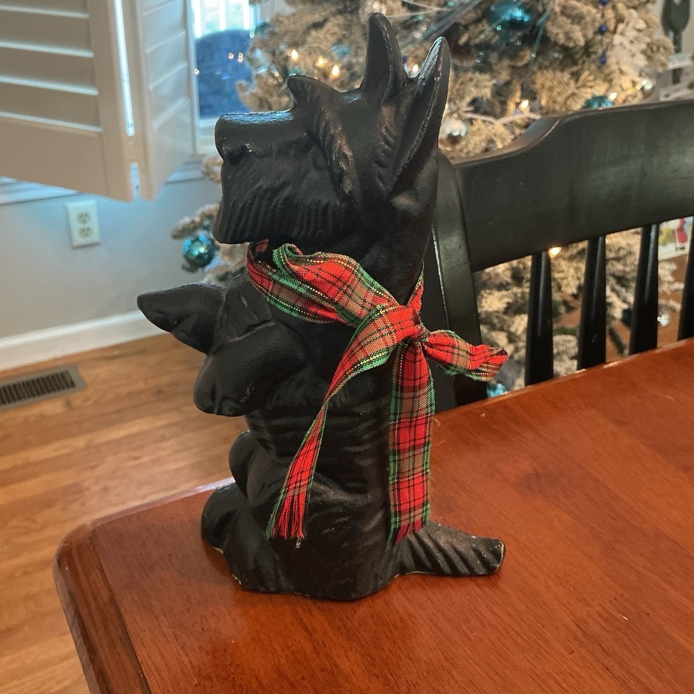 Cast Iron Scottish Terrier Door Stop Black 9" Tall Scottie Dog